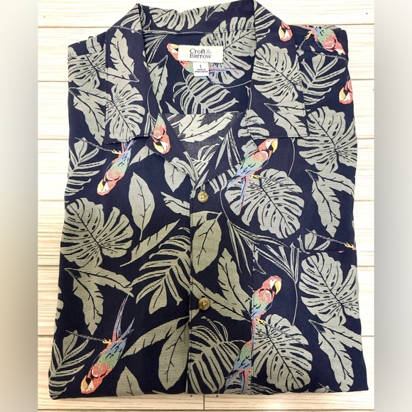 Croft & Barrow Navy Parrot Print Men's Shirt - Picture 8 of 8